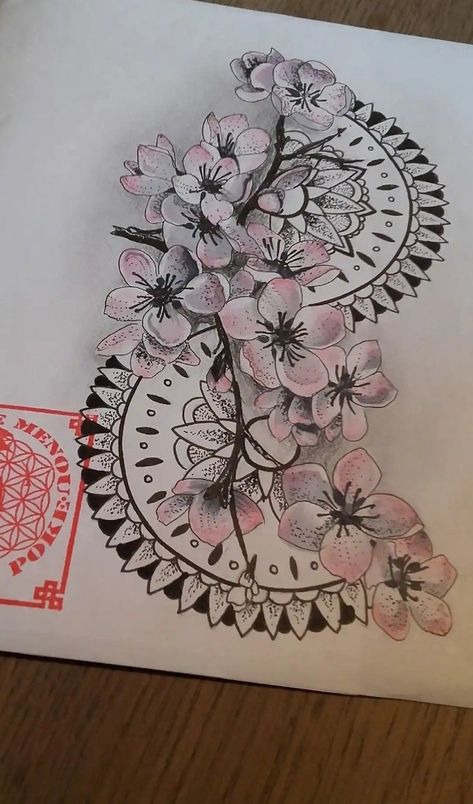 Mandala Hip Tattoos Women Lotus Flowers, Cherry Blossom Mandala Tattoo, Floral Mandala Tattoo, Mandala Flower Tattoos, Upper Arm Tattoos, Парные Тату, Leg Tattoos Women, Dope Tattoos For Women, Mandala Tattoo Design