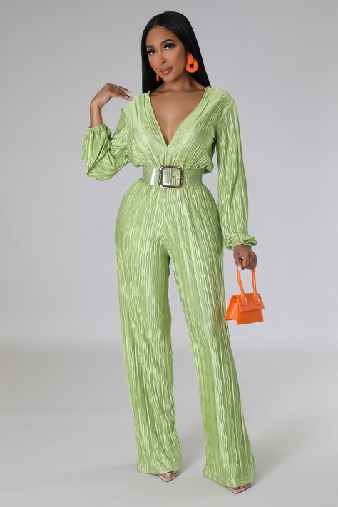 Giada Long Sleeves Pleated Jumpsuit - MY SEXY STYLES Pleated Jumpsuit Outfit, Bodysuit And Skirt, Stretch Jumpsuit, Pleated Jumpsuit, Special Event Dresses, Simple Accessories, Pleated Fabric, Unique Dresses, Event Dresses