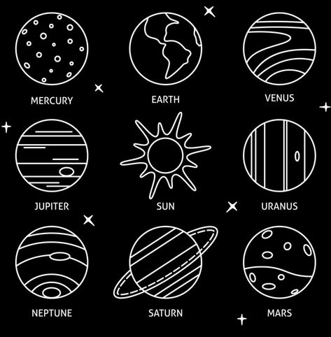 Planet Icon, Planet Drawing, Systems Art, Planet Tattoos, Solar System Planets, 자수 디자인, Icon Collection, Hand Embroidery Patterns, Embroidery Inspiration