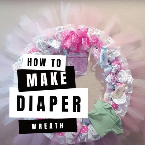 how to make baby diaper wreath diy tutorial via Imperfect Homemaking Diaper Wreath Diy, Diaper Wreath Tutorial, Giant Paper Flower Tutorial, Diaper Bouquet, Baby Shower Wreath, Baby Shower Favors Diy, Diaper Wreath, Gifts For New Mothers, Baby Shower Baskets