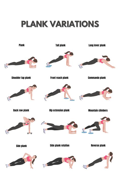 Workout Cheat Sheet, Workout Sheets, Plank Shoulder Taps, Plank Variations, Health And Fitness Goals, Unique Workouts, Ultimate Workout, Side Plank, Cheat Sheet