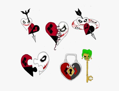 Small Harley Quinn Tattoo, Joker And Harley Quinn Tattoo Couples, Mad Love Tattoo, Harley Quinn And Joker Tattoo, Joker And Harley Quinn Tattoo, Joker And Harley Tattoo, Partner Tattoo, Ny Tattoo, Joker Tattoos