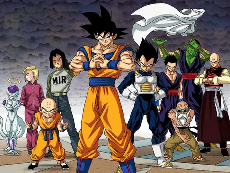 Frieza, Android 18, Android 17, Krillin, Goku, Vegeta, Master Roshi, Gohan, Tien, and Piccolo Herobrine Wallpaper, Tournament Of Power, Dragon Ball Characters, Dragonball Art, Z Warriors, Dragon Super, Dragon Z, Dragon Ball Super Goku, Anime Dragon Ball Goku