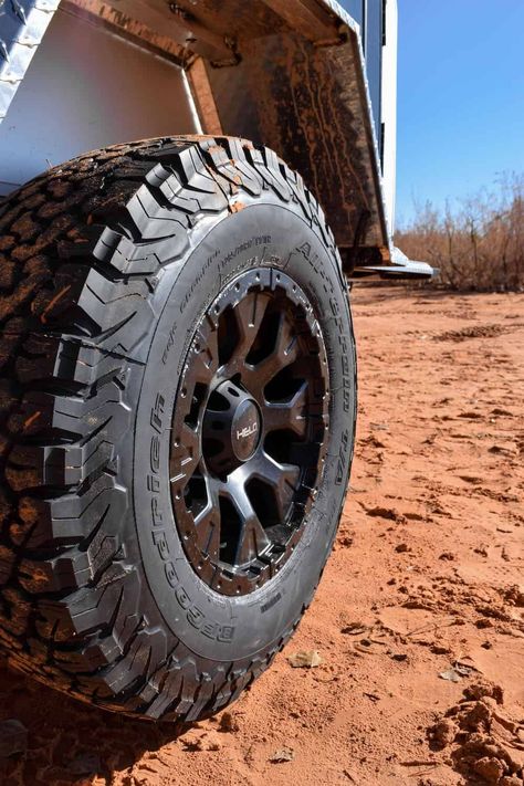 The top upgrade for any vehicle that you plan on taking off-road, are the tires. And one of the most popular off-road tires is the BFGoodrich KO2 All-Terrain tire. I’m here to tell you why BFG KO2s remain my tire of choice on all of my overland truck builds. Truck Builds, Overland Camper, Overland Trailer, Overland Truck, Off Road Trailer, Trailer Build, Off Road Tires, Car Camper, Rock Sliders