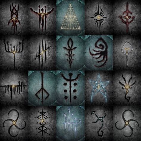 Bloodborne Runes Tattoo, Dark Souls Symbols, Bloodborne Symbol, Runes Fantasy Art, Bloodborne Tattoo Ideas, Soulsborne Tattoo, Bloodborne Caryll Runes, Dark Runes, Caryll Runes