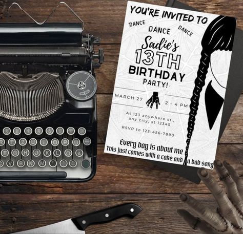 Wednesday Addams Invitation Card, Wednesday Themed Birthday Invitation, Wednesday Invitation Card, Wednesday Addams Party Invite, Wensday Adams Party Invitation, Addams Family Invitations, Wednesday Invitation Template, Wednesday Addams Invitation Template, Wednesday Party Invitations