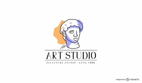 Great logo template that features a sculpture and the caption "Art studio". Create your new business logo! Use this logo template and design your own professional logo to place on business cards, social media, your website and more. Logo For Painting Artist, Art Club Logo, Art Shop Logo, Art Studio Logo Design, Art Studio Logo, Artist Logo Design, Spa Logo Design, Sculpture Studio, Typographic Logo Design