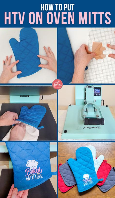 How to Put Heat Transfer Vinyl on Oven Mitts from So Fontsy! Oven Mitt Crafts, Silhouette School Blog, Silhouette School, Easy Diy Gifts, Circuit Projects, Cricut Tutorials, Oven Mitt, Linen Set, Oven Mitts