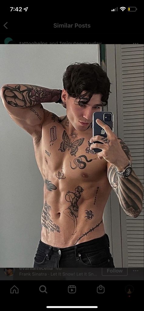 Men’s Torso Tattoos, Mens Abdomen Tattoos, Men Torso Tattoo, Tattoo Guy Aesthetic, Lower Belly Tattoo Men, Men Hip Tattoo, Japanese Back Tattoos For Guys, Abdomen Tattoo Men, Ab Tattoo Men