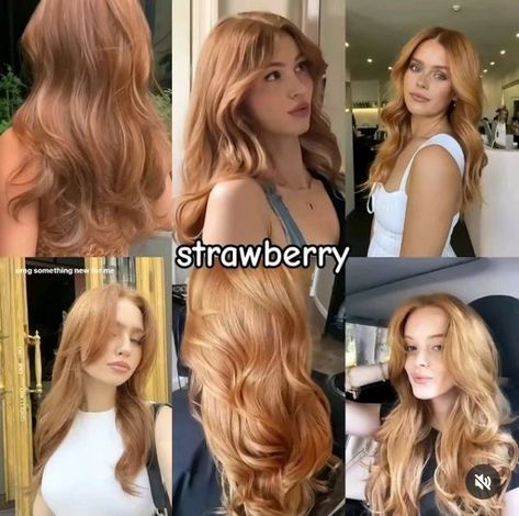 Strawberry hair color  Check out our hair color board for more hair color ideas and hair color inspiration comment and follow for Reddish Gold Hair, Strawberry Blonde Gloss, Medium Strawberry Blonde, Strawberry Ginger Hair, Golden Strawberry Blonde Hair, Gingerbread Caramel Hair, Strawberry Hair Color, Ginger Blonde Hair, Dark Strawberry Blonde Hair