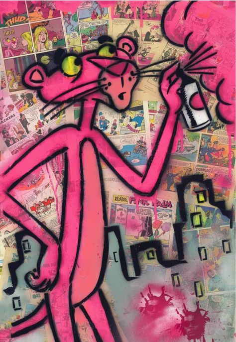 Stencil Street Art, ポップアート ポスター, The Pink Panther, Graffiti Doodles, Graffiti Style Art, Graffiti Characters, Spray Paint Art, Graffiti Painting, Graffiti Wallpaper