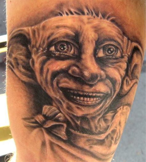 Some ugly ass tats! Dobby Harry, Harry Potter Sketch, Harry Tattoos, Potter Tattoo, Dobby Harry Potter, Cute Harry Potter, Harry Potter Tattoos, Harry Potter Tattoo, Harry James Potter