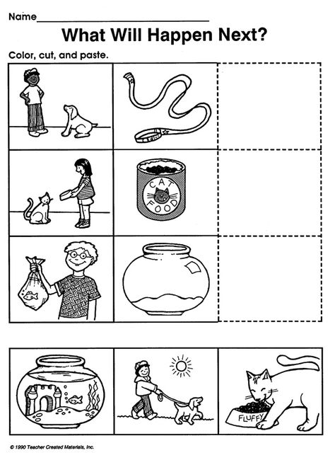 What Will Happen Next? Printable Critical Thinking Worksheet Kindergarten Sequencing, Kindergarten Sequencing Worksheets, Sequencing Kindergarten, Story Sequencing Worksheets, Sequence Writing, What Will Happen Next, Sequencing Worksheets, Pets Preschool Theme, Critical Thinking Activities