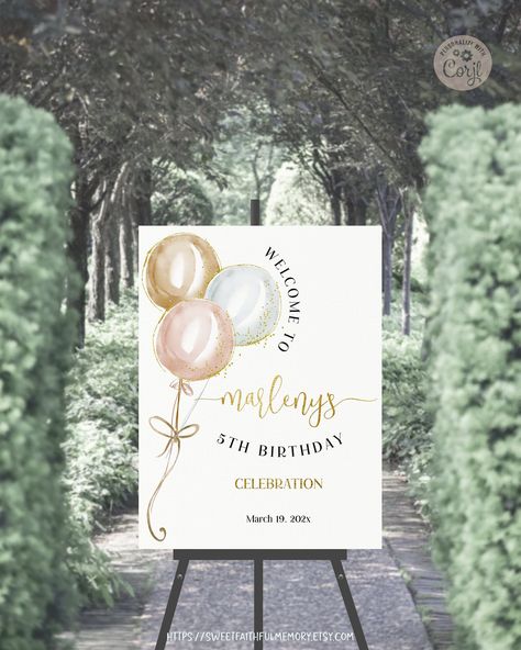 "Easily create your own birthday welcome sign with this pearl balloon-themed invitation template! A great way to invite your guests and to save money by editing and printing the files yourself! Or send them as an evite by emailing or texting your guests  ★ TRY BEFORE YOU BUY ★ Copy and paste this link into your browser to access our FREE demo: https://www.corjl.com/d/1LNM7I ★ COORDINATING ITEMS - SOLD SEPARATELY ★  https://www.etsy.com/shop/SweetFaithfulMemory?ref=seller-platform-mcnav&search_query=0017 If there's a matching item that you do not see please message me ✏️ EASY AND QUICK TO EDIT -- Easily edit (drag & drop) this birthday invitation card template on Corjl, a  FREE online software that lets you edit the design's COLORS, FONTS, and TEXT to suit your taste! ❇️ COMPATIBLE DEVICES Welcome To Birthday Party Sign, Blush Pink Birthday Party, Blush Pink Birthday, Wedding Invitation Posters, Pearl Balloons, Birthday 21, Birthday Invitation Card Template, 21 Diner, Birthday Party Planner