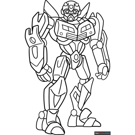 Free Bumblebee from Transformer Coloring Page for Kids Coloring Pages Transformers, Bumblebee Coloring Page, Bumblebee Transformers Drawing, Bumblebee Drawing Easy, Bumblebee Transformers Art, Bumblebee Drawing, Cartoon Knight, Transformers Coloring Pages, Transformers Drawing