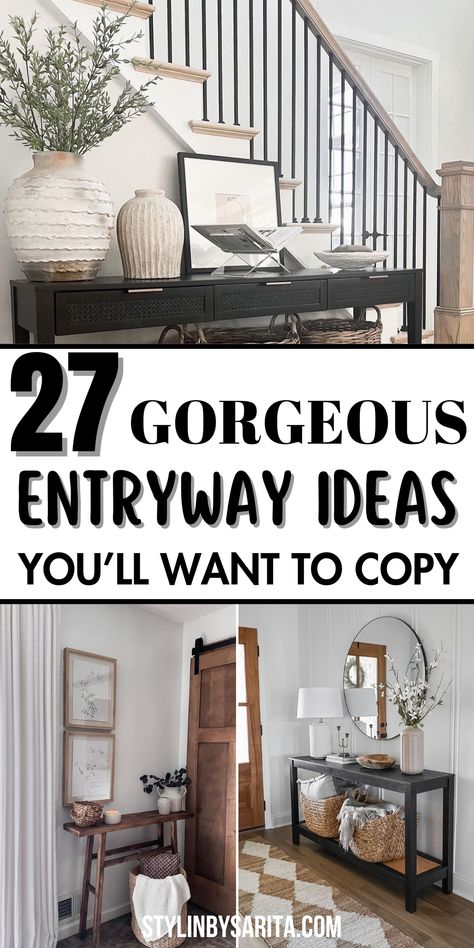 small entryway ideas Decorate Small Entryway, Entryway Ideas Modern, Small Foyer Ideas, Open Entryway, Small Entryway Ideas, Accent Wall Entryway, Minimalist Entryway, Small Entryway Table, Foyer Ideas Entryway