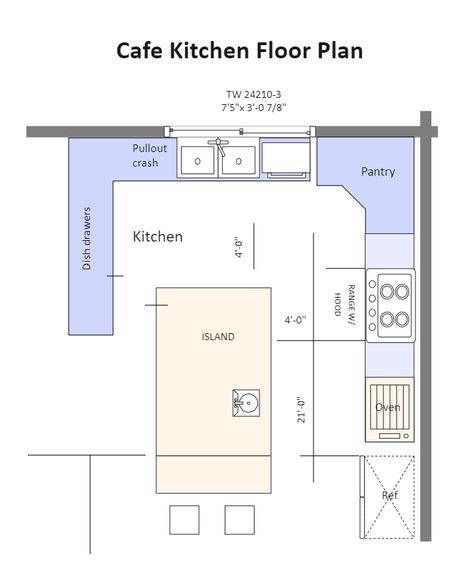 Cafe Kitchen Floor Plan | EdrawMax Free Editbale Printable Kitchen Layout For Restaurants, Small Coffee Shop Kitchen Layout, Cafe Kitchen Design Layout Coffee Shop, Cafe Kitchen Floor Plan, Cafe Kitchen Plan, Food Court Floor Plan Layout, Cafe Kitchen Design Layout, Cute Cafe Layout, Small Restaurant Floor Plan Layout