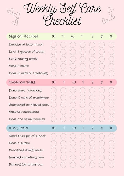 Elevate your self-care routine with our beautifully designed Weekly Self Care Checklist! This printable checklist helps you maintain a balanced approach to your well-being, covering physical, emotional, and mental tasks throughout the week. Perfect for anyone looking to prioritize self-care and wellness in their daily life. What's Included: - One high-quality PDF file of the Weekly Self Care Checklist - Format: Standard A4 size - perfect for easy printing at home or at a local print shop - Insta Self-care Routine List, Self Care Rewards, Physical Self Care Checklist, Standards List, Weekly Self Care Checklist, Self Care Template, Daily Self Care Checklist, Weekly Self Care, Daily Routine Checklist