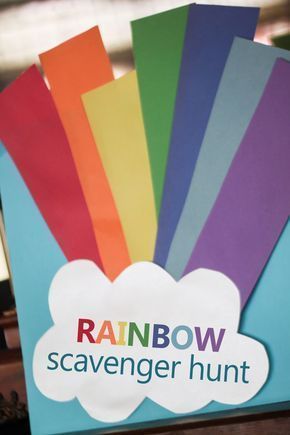 Rainbow Scavenger Hunt, Rainbow Party Games, Rainbow Party Ideas, Rainbow Activities, Rainbow Craft, Rainbow Unicorn Party, Trolls Birthday Party, Rainbow Parties, Troll Party