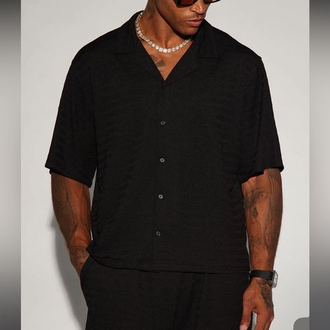 Brand New Tags Still On Men’s Casual Button Up Shirt Classy Outfits Men Casual Simple, Male Clubbing Outfits, Black Button Up Shirt Outfit Men, Black Button Up, Club Fits Men, Formalish Outfits, Button Up Shirt Outfit Mens, Button Up Shirt Men Outfits, Black Button Up Shirt Outfit