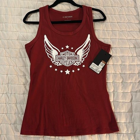 Harley Davidson Tank Red Wounded Warrior Project New With Tags. Harley Svg, Harley Davidson Womens Clothing, Harley Apparel, Angel Princess, Wounded Warrior Project, Biker Babe, Wounded Warrior, Harley Davidson, Tank Tops