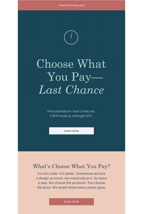 3 Design Strategies for Last Chance Emails Last Chance Email Design, Last Chance Email, Inverted Pyramid, Email Ideas, Design Strategies, Sale Campaign, Email Examples, Email Template Design, Brand Refresh