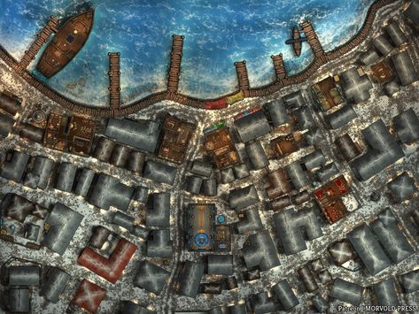 Dnd Port Map, Icewind Dale, Cartographers Guild, Dungeon Tiles, Building Map, Battle Map, Fantasy Town, Harbor City, Harbor Town