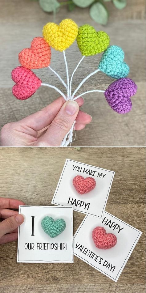 Crochet Ideas Valentines, Small Crochet Heart Pattern Free, Crochet Valentines Gifts, Heart Crochet Pattern Free, Mini Crochet Heart, Small Crochet Heart, Valentines Day Crochet, Valentine Crochet, Crochet Valentine Patterns