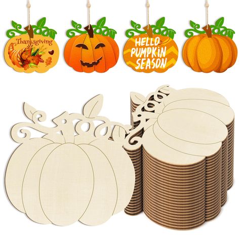 PRICES MAY VARY. Unique Size & Shape : They are an ideal size and are up to 3.5 inches in length for painting or making a craft. The unique pumpkin style adds a lot of fun to Thanksgiving and Halloween. Cute Pumpkin Cutout : The blank wooden Thanksgiving and Halloween ornaments have a nice shape with the ornament detail at the top for hanging (Come with string). The blank design gives you plenty of options. Both sides are sanded to a smooth finish, and the burned edges are smooth and flat. Easy Ornaments To Paint, Paint Halloween, Harvest Crafts, Wood Discs, Pumpkin Cutouts, Pumpkin Ornament, Wooden Pumpkins, Wood Disc, Wood Circles