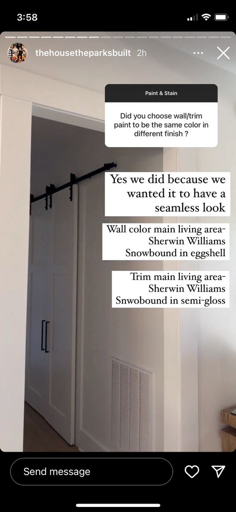 Trim Color For Snowbound Walls, Trim Color With Snowbound Walls, Snowbound Walls And Trim, Snow Bound Sherwin Williams, Snowbound Sherwin Williams, Sherwin Williams Snowbound, Wall Trim, Painting Trim, Paint Stain