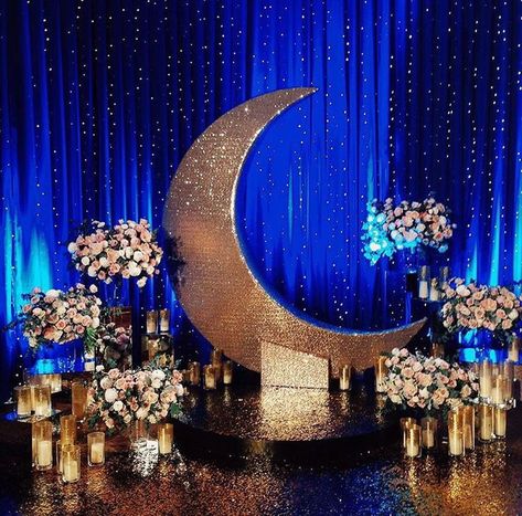 Starry Night Wedding Theme, Starry Night Prom, Star Themed Wedding, Starry Night Wedding, Prom Themes, Dance Themes, Prom Decor, Moon Wedding, Prom Theme