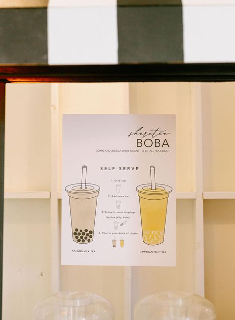 Bubble Tea Stand Wedding, Boba Bar Station Wedding, Wedding Bubble Tea Bar, Wedding Boba Bar, Boba Bar Station Diy, Boba Bar Wedding, Boba Bar Station, Bubble Tea Station, Boba Partea