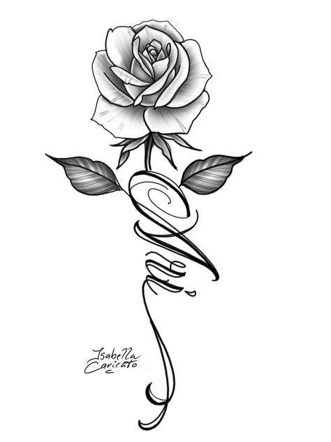 Rose with name Rose Outline Drawing, Rose Tattoo With Name, Name Tattoo Design, Rose Outline, Egypt Tattoo, Drawing Stencils, Dope Tattoos For Women, Tattoo Stencil Outline, Name Tattoo Designs