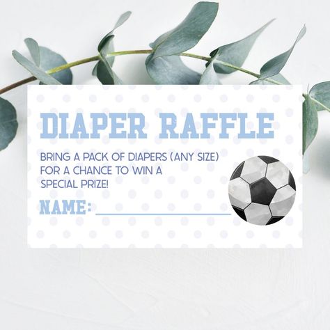 This is a Blue Soccer Ball Sports themed baby shower Diaper Raffle card.  Bring Diapers baby shower for boy Soccer Baby Shower Ideas, Soccer Baby Showers, Sports Baby Shower Theme, Soccer Baby, Sports Baby Shower, Baby Olivia, Soccer Theme, Sports Baby, Baby Shower Diaper Raffle