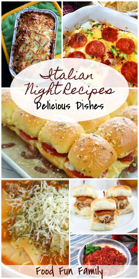 Easy Italian Dinner, Dishes Recipe, Italian Dinner Party, Italian Night, Italian Party, Night Recipes, Spaghetti Dinner, Italian Dinner Recipes, Italian Pasta Dishes