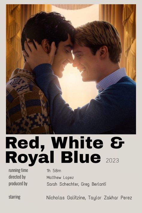 Red White And Royal Blue Polaroid Poster, Rwrb Poster, Red White And Royal Blue Poster, Gay Movie Poster, Red White And Royal Blue Movie, Red White And Royal Blue Fanart, Alex And Henry, Movie Minimalist, Indie Movie Posters