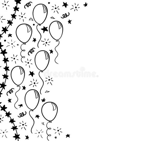 Hand drawn doodle black and white balloon. design holiday greeting card and invitation of wedding, Happy mother day, birthday, Val royalty free illustration Doodle Black And White, Happy Birthday Doodles, Happy Birthday Drawings, Black And White Balloons, Birthday Doodle, Happy Mother Day, Wedding Happy, Birthday Card Drawing, Happy Birthday Signs