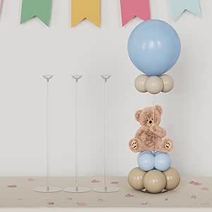 Stuffed Balloon Centerpiece, Ballon Stand Decor, Easy Baby Shower Centerpieces, Small Balloon Centerpieces, Baby Shower Balloon Centerpieces, Baby Shower Centerpiece Ideas, Baby Shower Centerpieces For Boys, Fall Balloons, Balloon Centerpieces Diy