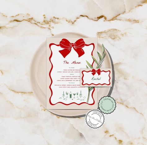 Christmas Menu + Place Card Template Hand Drawn Scribble Illustrations Handwritten Holiday Dinner Party Illustrated Christmas Wedding Menu 8 by PipiPrintables on Etsy Holiday Menu Design, Christmas Dinner Place Cards, Christmas Menu Design, Handwritten Place Cards, Christmas Dinner Menu, Menu Designs, Holiday Dinner Party, Printable Menu, Party Names