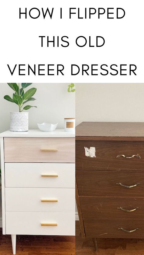 Painting Veneer, Dresser Flips, Boho Dresser, Simple Dresser, Freedom Furniture, Diy Dresser Makeover, Mid Century Dresser, Money Budgeting, Carpentry Diy