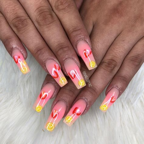 Lemonade Nails, Best Nail Ideas, Strawberry Lemonade, Best Nail, Nails On Fleek, Love Nails, Coffin Nails, Fun Nails, Nail Ideas