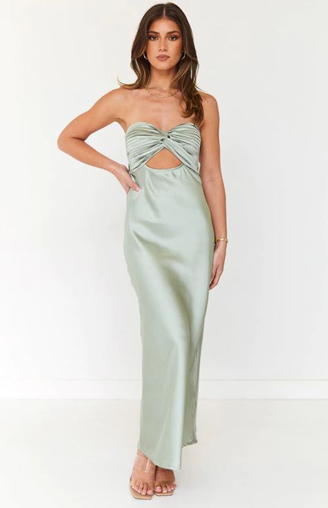 Luca Khaki Maxi Dress – Beginning Boutique US Spring Dance Dresses, Strapless Formal Dress, Semi Dresses, Cute Formal Dresses, Green Formal Dresses, School Dance Dresses, Gold Maxi Dress, Hoco Dresses Tight, Dresses Australia