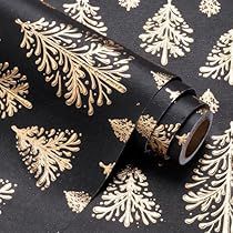 Black And Gold Wrapping Paper, Christmas Toile Wrapping Paper, Green Gold Black Christmas Tree, Black Silver And Gold Christmas Decor, Christmas Decor Black And Gold, Black And Tan Christmas Decor, Beautiful Wrapping Paper, Black Decor Christmas Tree, Wrapping Large Gifts