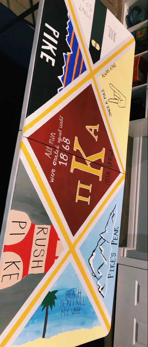 Frat Table Painted, Frat Beer Pong Table Painted, Beer Dye Table Ideas Frat, Guys Beer Pong Table Painted, Fraternity Beer Pong Table, Fraternity Pong Table, Die Tables Ideas Frat, Pi Kappa Alpha Cooler, Frat Pong Table Painted