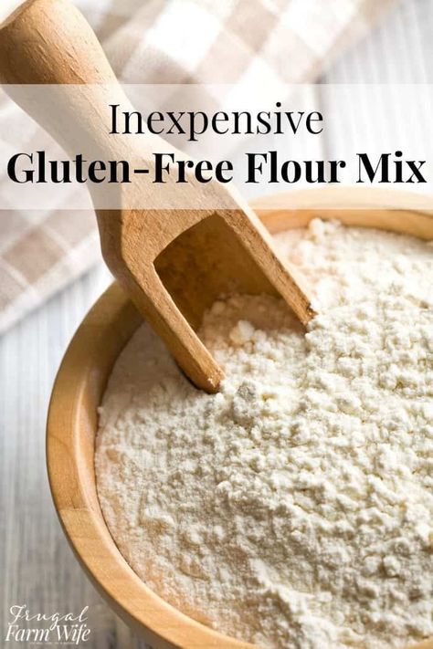 Inexpensive Gluten-Free Flour Mix | The Frugal Farm Wife Gluten Free Bread Flour, Gluten Free Flour Recipe, Tarte Vegan, Gluten Free Flour Mix, Heinz 57, Pain Sans Gluten, Gluten Free Flour Blend, Homemade Gluten Free, Gluten Free Dairy Free Recipes