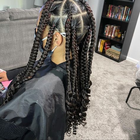 Mid Back Knotless Braids, Knotless Braids With Curly Ends, Large Knotless Braids, Children Hairstyles, Large Knotless, Jumbo Knotless, Coi Leray, Baby Red, Hairstyle Inspo