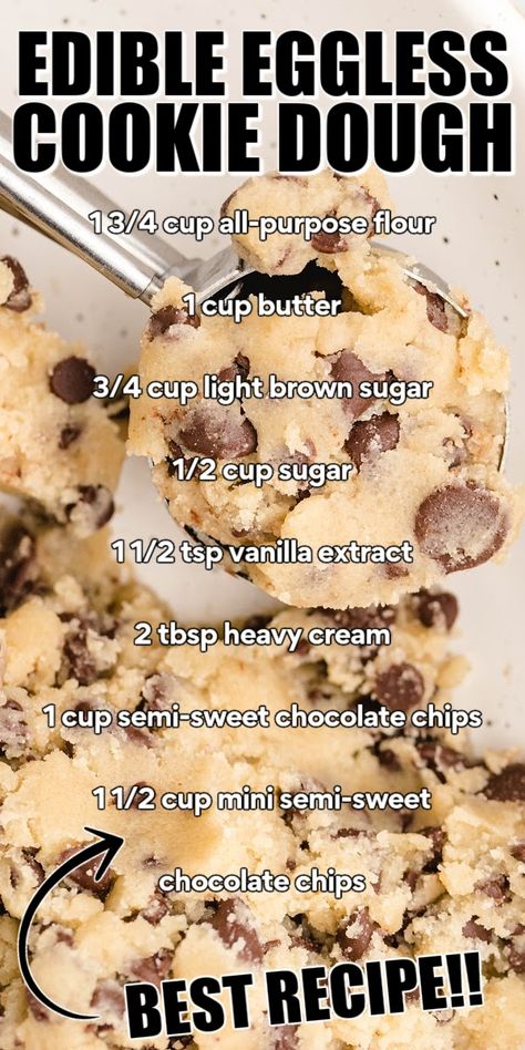 Home Made Edible Cookie Dough Recipe, Edible Cookie Dough Recipe For One, Cookie Dough Healthy, Edible Cookie Dough Healthy, Simple Cookie Dough Recipe, Easy Cookie Dough, Homemade Cookie Dough, Eggless Cookie Dough, Cookie Dough Ingredients