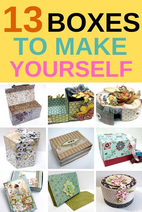 13 amazing DIY boxes ideas to use your paper and create bautiful storage for every roomin your house. Make your own boxes with these step by step tutorials. Making Gift Boxes, Crafts Organization, Paper Box Diy, Diy Organizer, Cardboard Box Crafts, Diy Storage Boxes, Paper Boxes, Gift Box Template, Box Paper