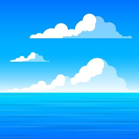 Clouds And Sea Landscape Graphic Illustration Vector Background Moana Jr, Abstract Clouds, Landscape Graphic, Tissue Paper Crafts, Cloud Illustration, Graduation Art, Abstract Cloud, Sea Landscape, Sun And Clouds