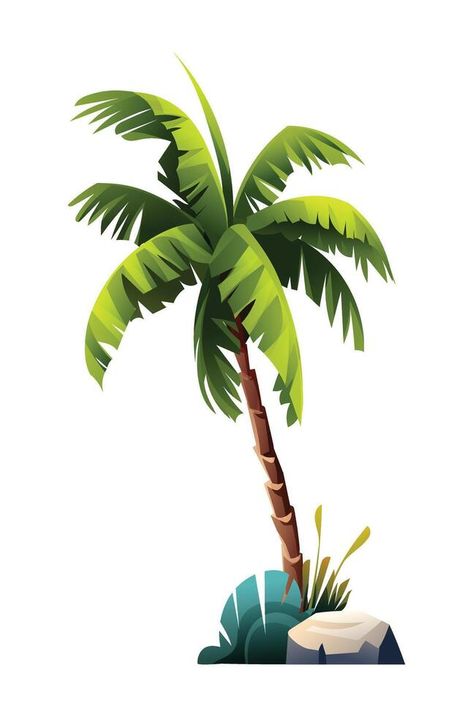 Tropical coconut palm tree illustration in cartoon style Coconut Tree Illustration, Palm Tree Illustration, Tropical Clipart, Palm Tree Vector, Coconut Palm Tree, Tree Vector, Coconut Palm, Tree Saw, Tree Illustration